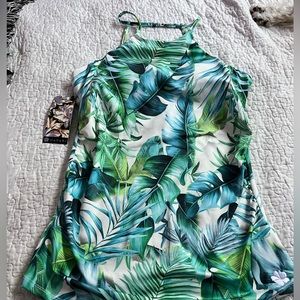 Hapari NWT tank swim suit top halter style. Tummy control size large.